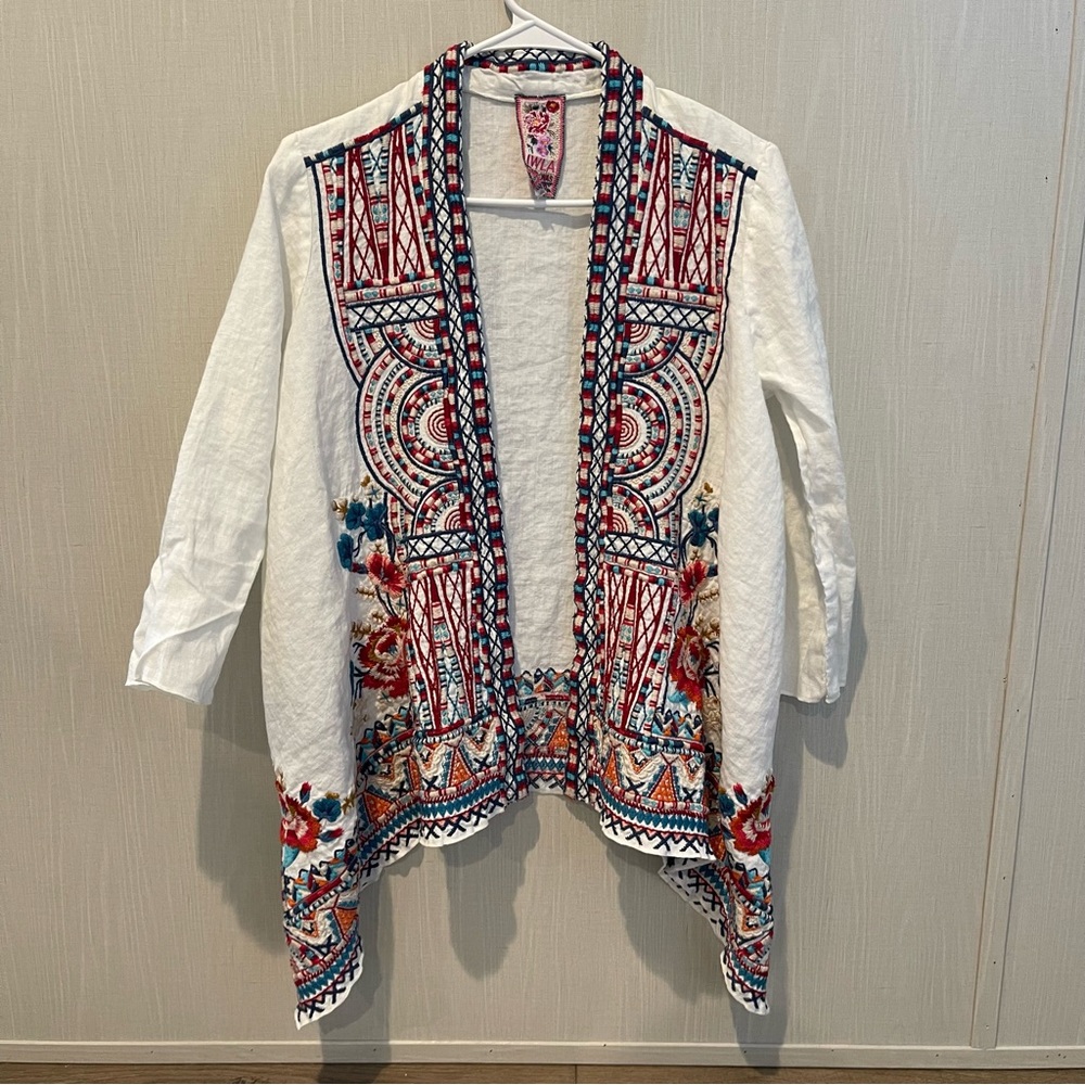 JOHNNY WAS embroidered cardigan S